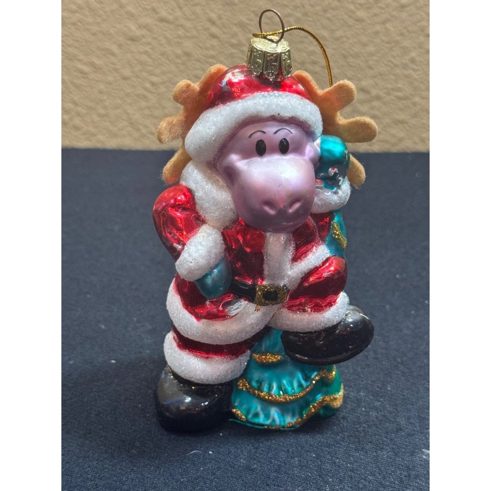 Vintage Best Of Santa Moose Glass Ornament
